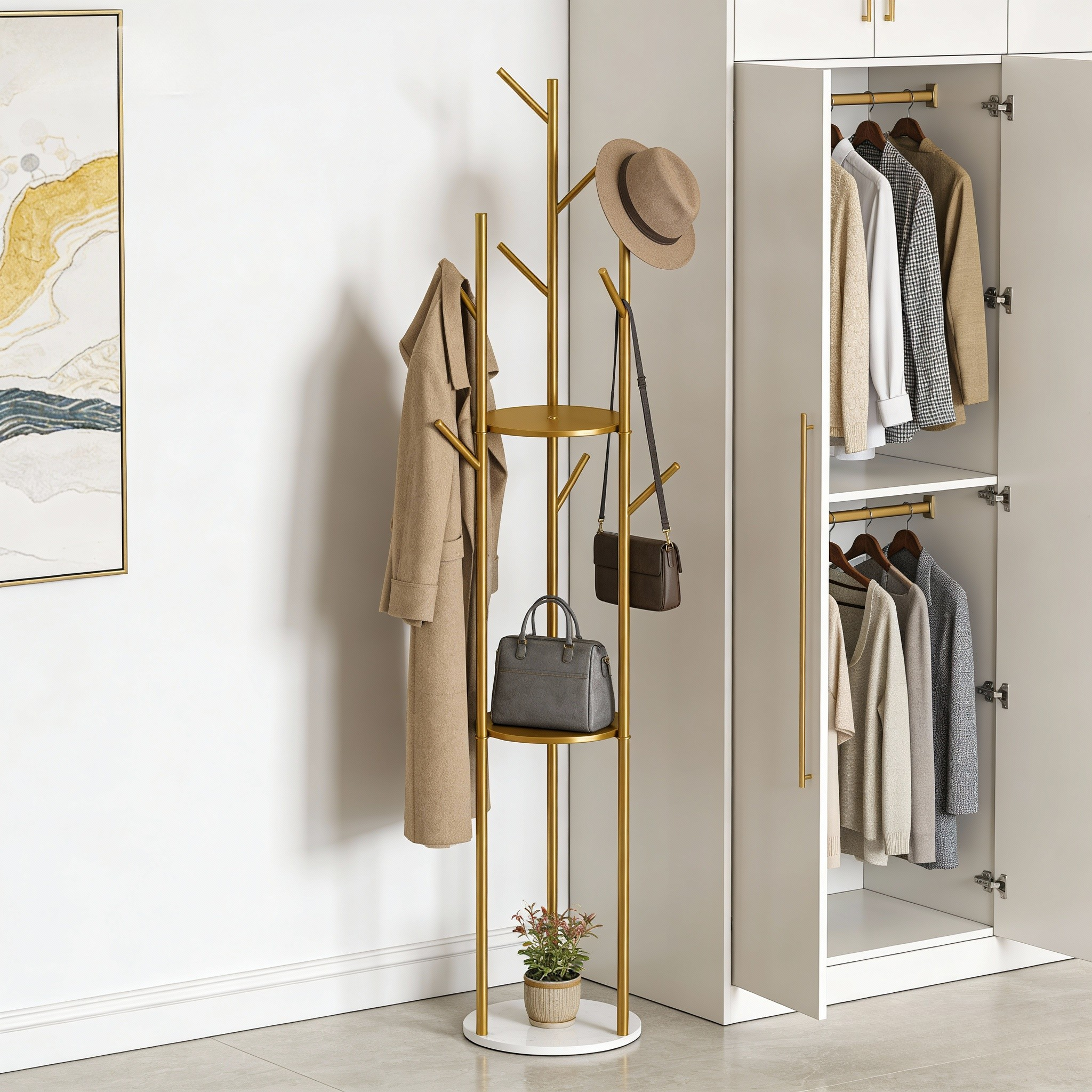 Hall Tree Coat Rack - Budget-friendly, Space-saving Garment Stand
