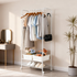 Metal Clothes Rack Stand on Wheels - Space-Saving, Minimalist White Style