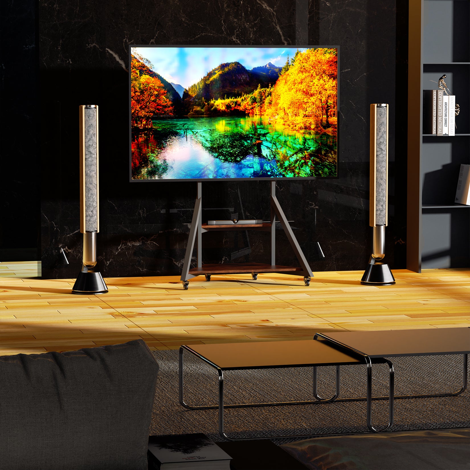 Heavy Duty Mobile TV Floor Stand with Wheels TV Mount Stand TVs Entertainment Center