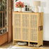 Bamboo Shoe Cabinet: 6 Tier Shelves Shoe Storage Cabinet with Hollow Doors Shoe Rack for Entryway