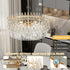 Luxurious Round Crystal Chandelier Pendant Lamp with Raindrops Oblong Crystals