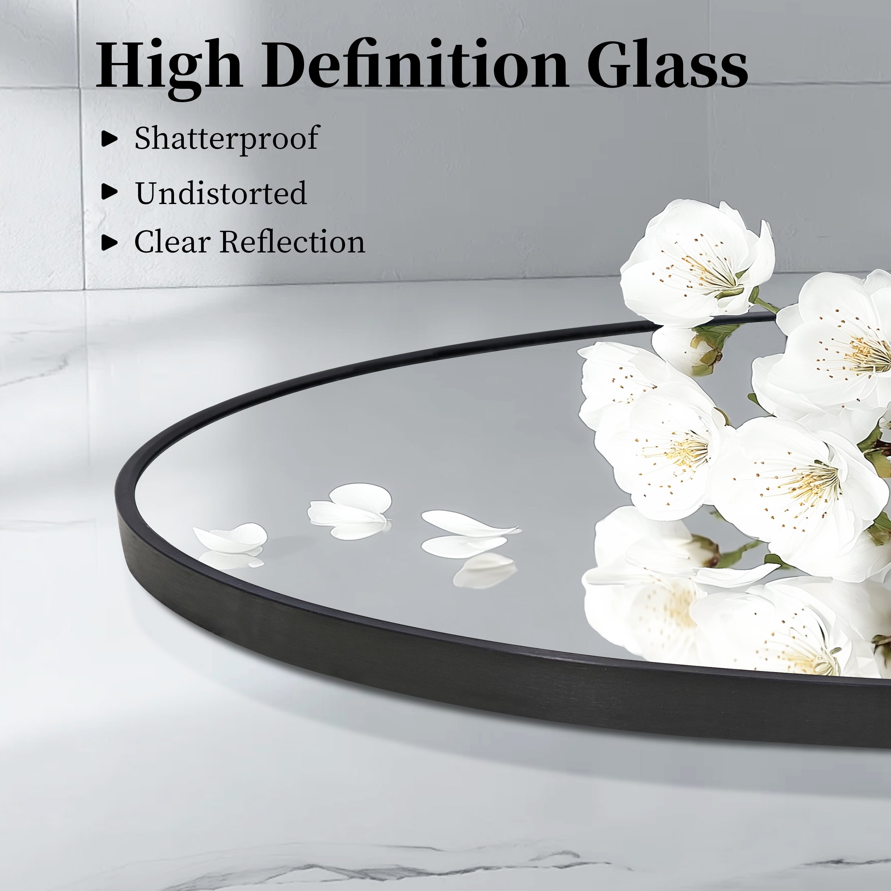 New Release Vertical Black Oval Wall Mirror Aluminum Frame Wall-mounted Hanging Mirror