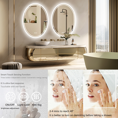 Oval Dimmable Backlight Lighted Bathroom Mirror