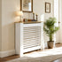 FATIVO Radiator Cover: Internal Height 90.5cm | Horizontal Slatted Radiator Cover with Natural Wood Texture Top, White MDF Wall Heater Cover for Old, Compact Radiators
