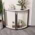 Half Moon Console Table with Open Shelf Sintered Stone-top Living Room Hallway Storage Table