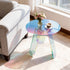 Round Iridescent Rainbow Acrylic End Table w/ PVC Table Cover Acrylic Side Table