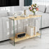 Rectangular Console Table Wood-finish MDF Sofa Side Storage Table Glass Frame