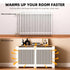 FATIVO Radiator Cover | Intenal Height 90.5cm | Vertical Slatted White Radiator Cover w/ Wood-grain Top, MDF Heater Cover