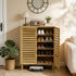 2/3 Doors Bamboo Shoes Storage Cabinet with Slatted Doors & Shelves for Entryway, Hallway
