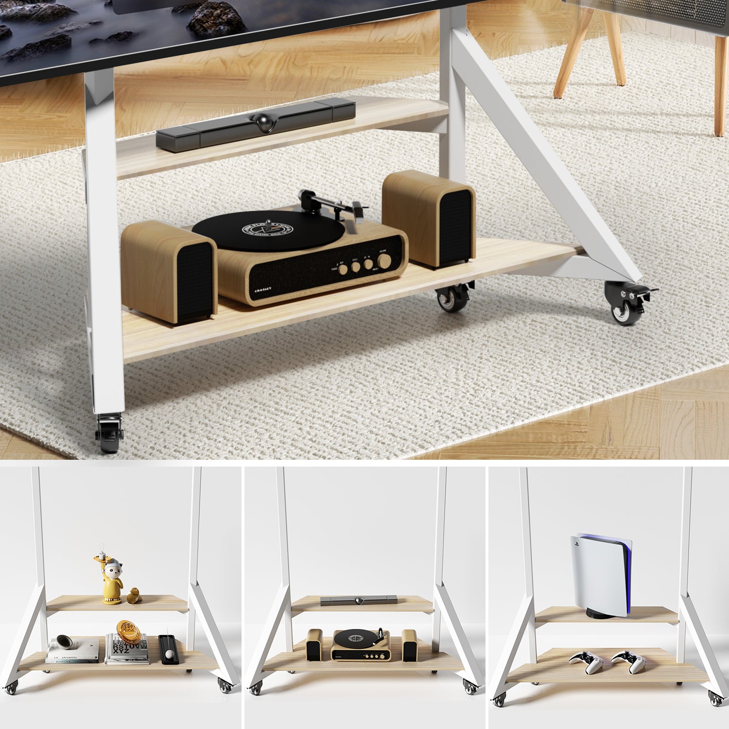 Mobiler TV-Ständer mit Rollen – Eigeninnovatives Design