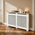 FATIVO Radiator Cover | Intenal Height 90.5cm | Vertical Slatted White Radiator Cover w/ Wood-grain Top, MDF Heater Cover