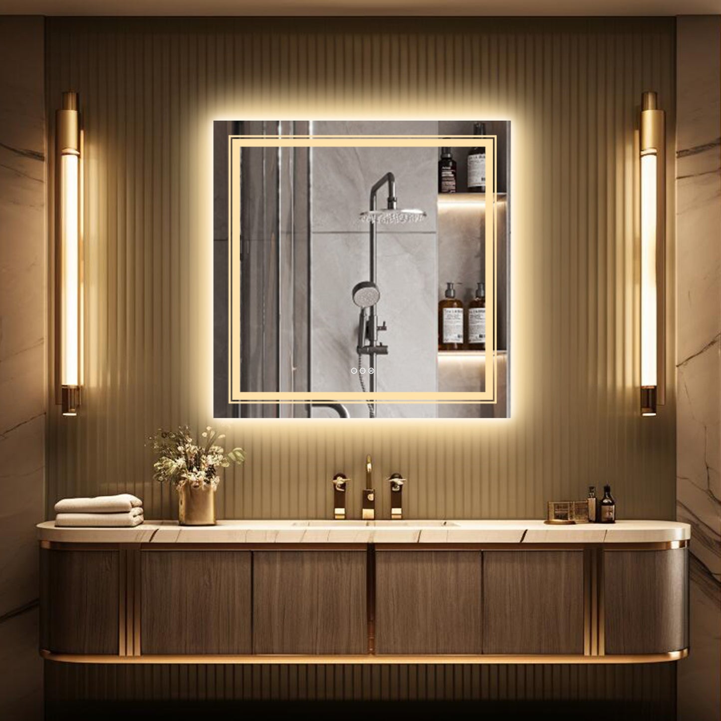 Square Led Backlit Vanity Bathroom Mirror