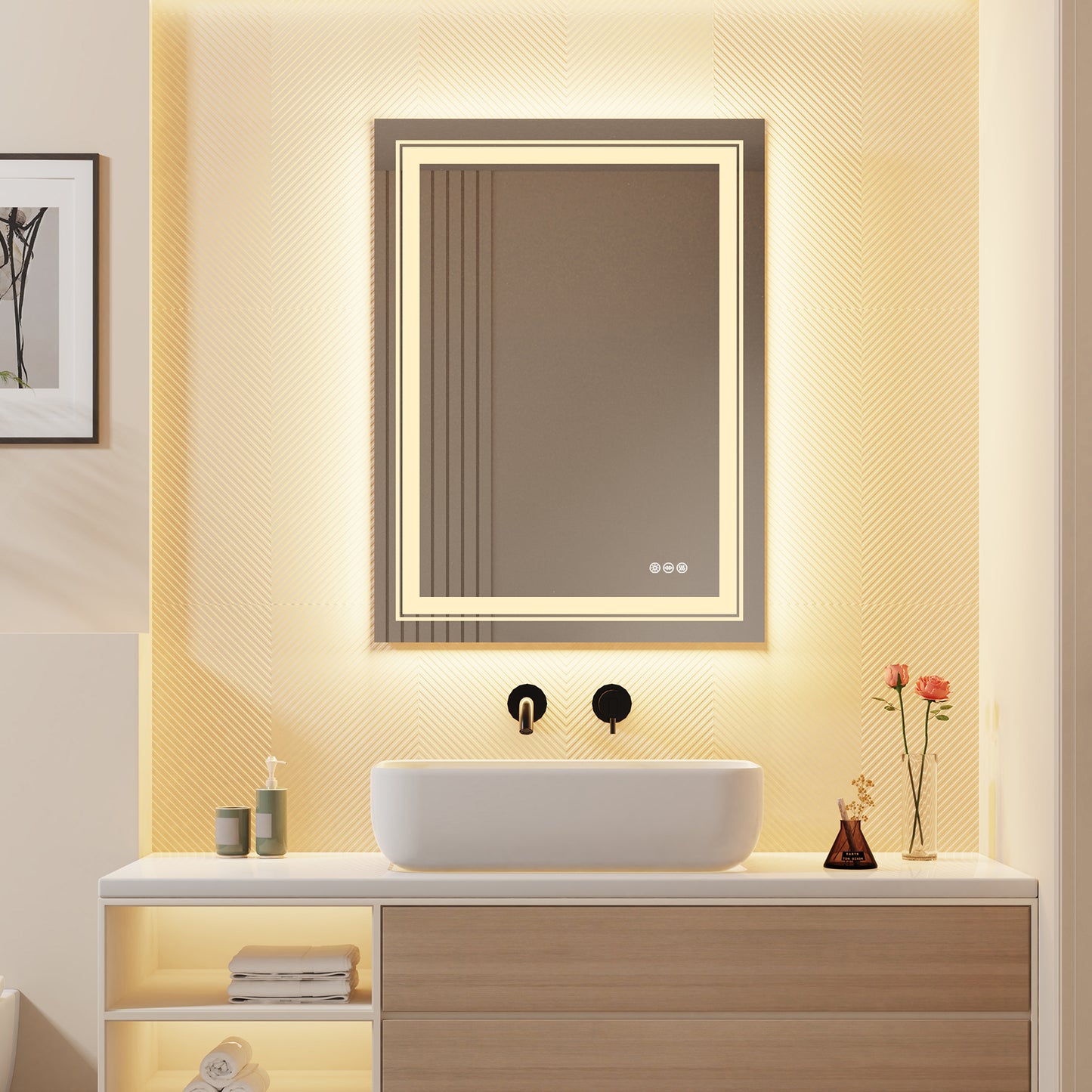 Rectangle Led Backlit Lighted Bathroom Mirror