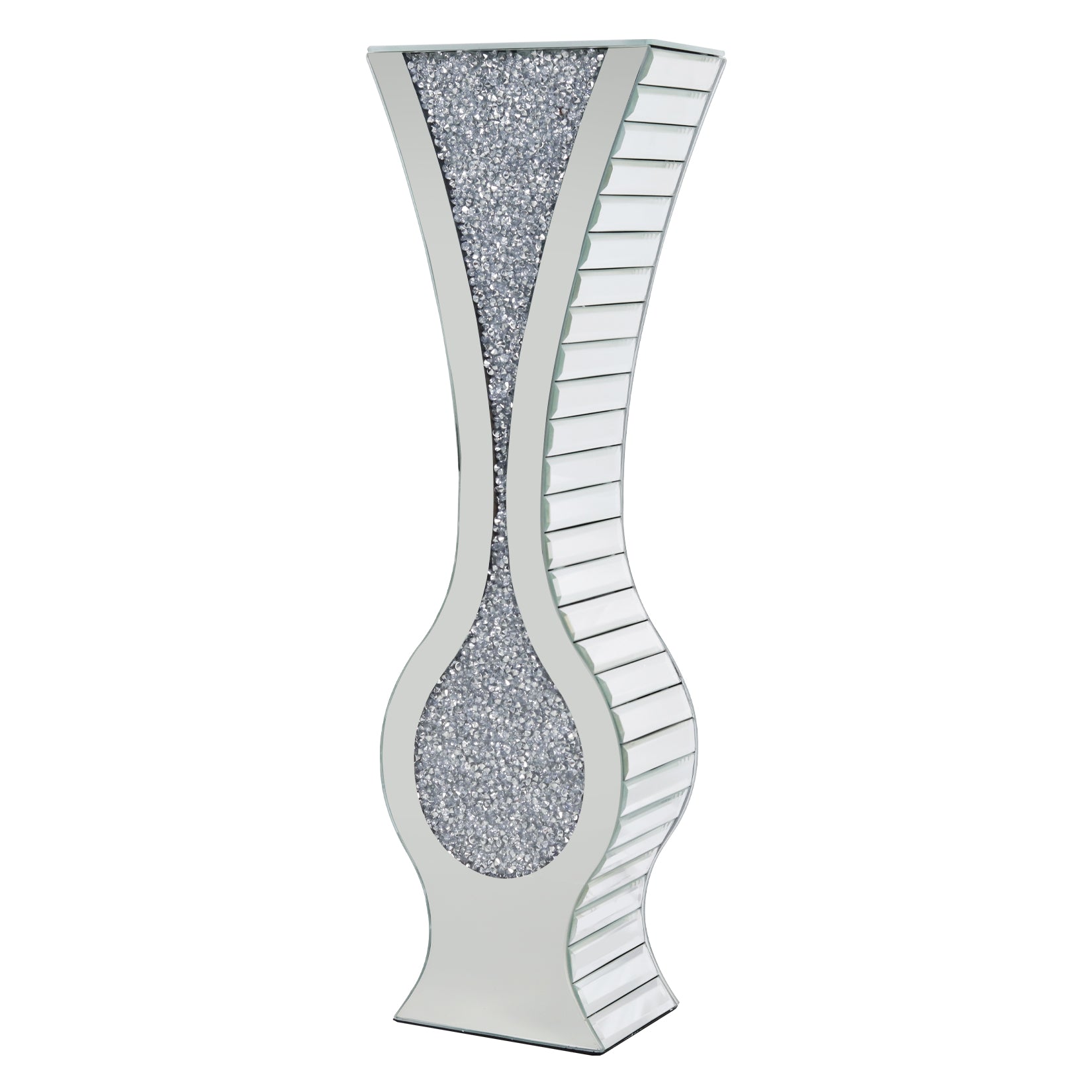Silver 27” Tall Mirrored Vase Crushed Diamond Floor Vase Pampas Faux Flower Vase