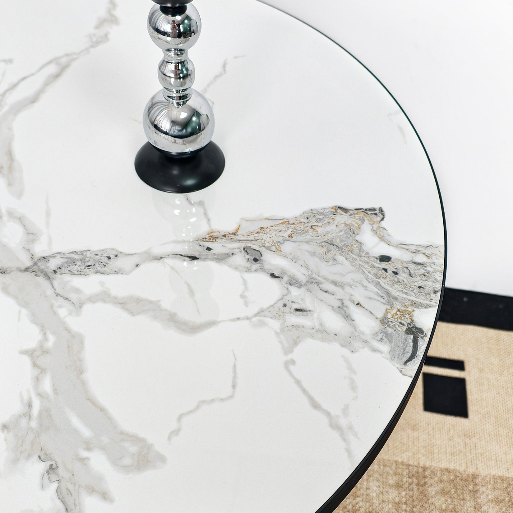 Leisure Dining Table: Round Dining Table No Chairs Sintered Stone Kitchen Coffee Table Pedestal Base