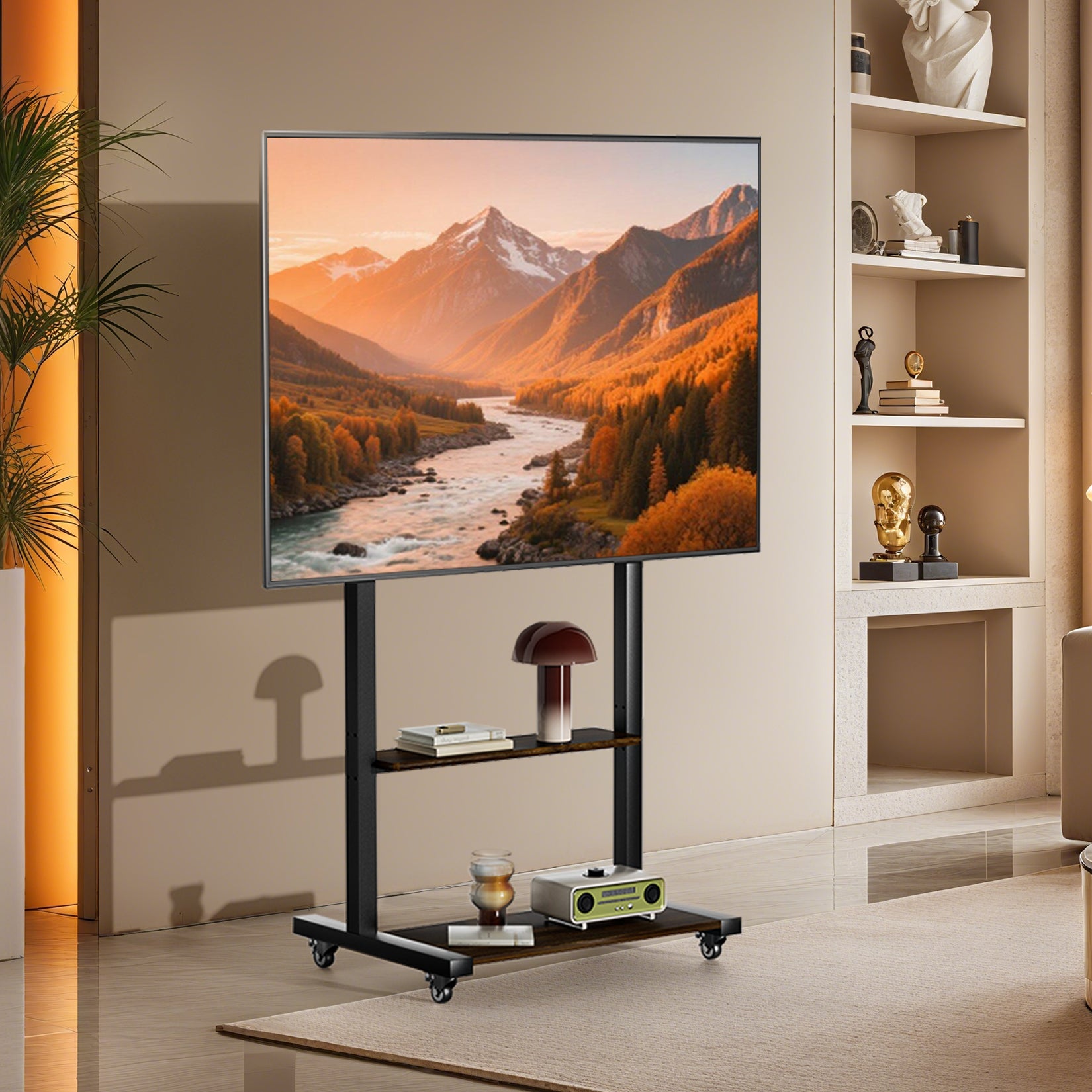 Industrial Rolling TV Floor Stand for 40-100” LCD Screens Height Adjustable TV Cart Mount