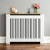 FATIVO Radiator Cover | Intenal Height 90.5cm | Vertical Slatted White Radiator Cover w/ Wood-grain Top, MDF Heater Cover