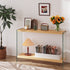 Rectangular Console Table Wood-finish MDF Sofa Side Storage Table Glass Frame