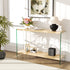 Rectangular Console Table Wood-finish MDF Sofa Side Storage Table Glass Frame