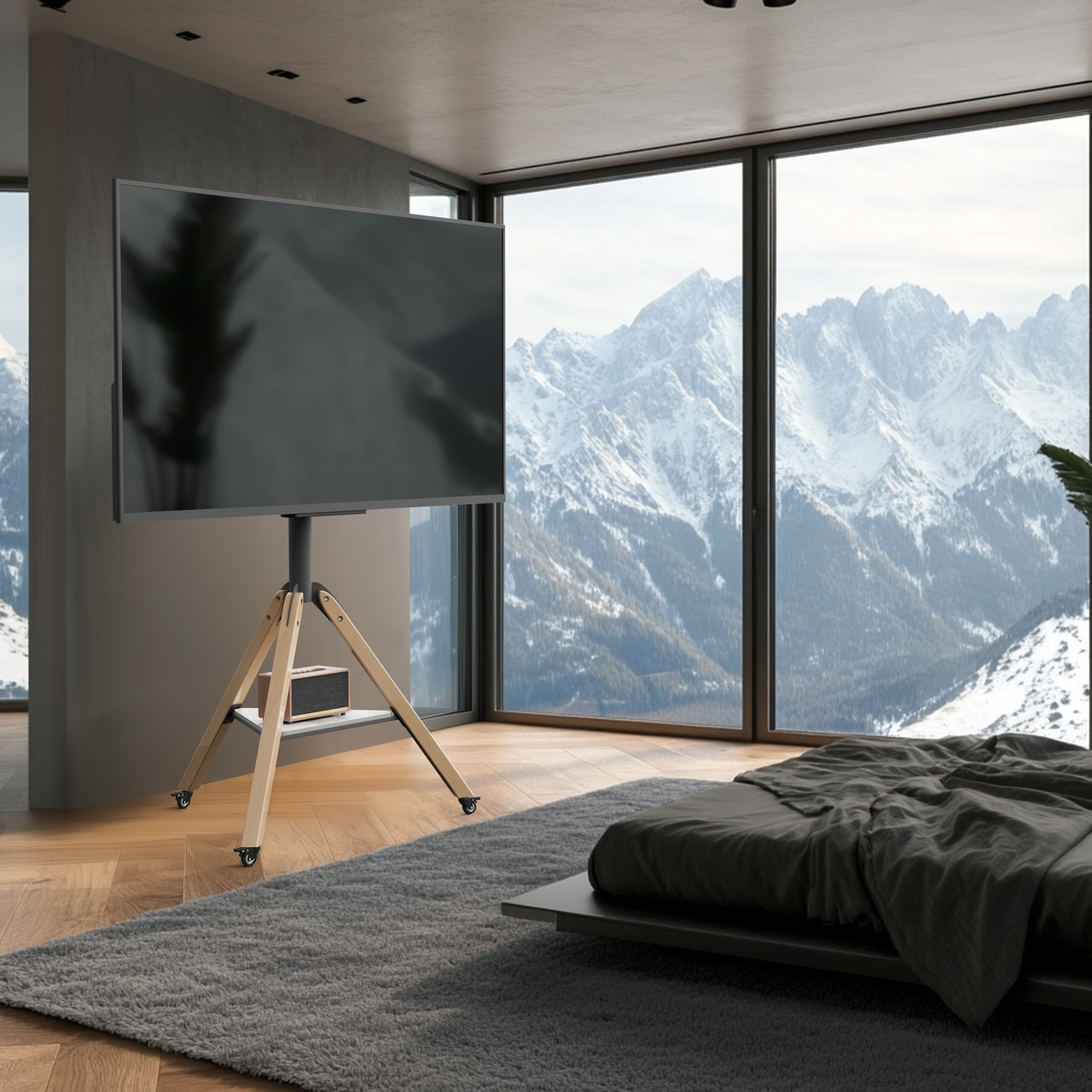 Rolling Tripod TV Floor Stand for 40”-75” TV Bracket on Wheels VESA 600*400mm