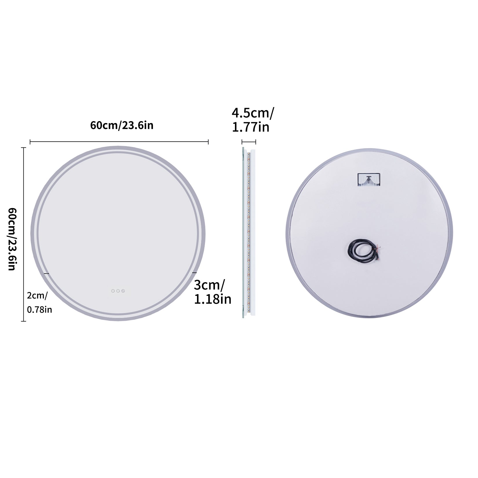 Dimmable Round Led Bathroom Mirror