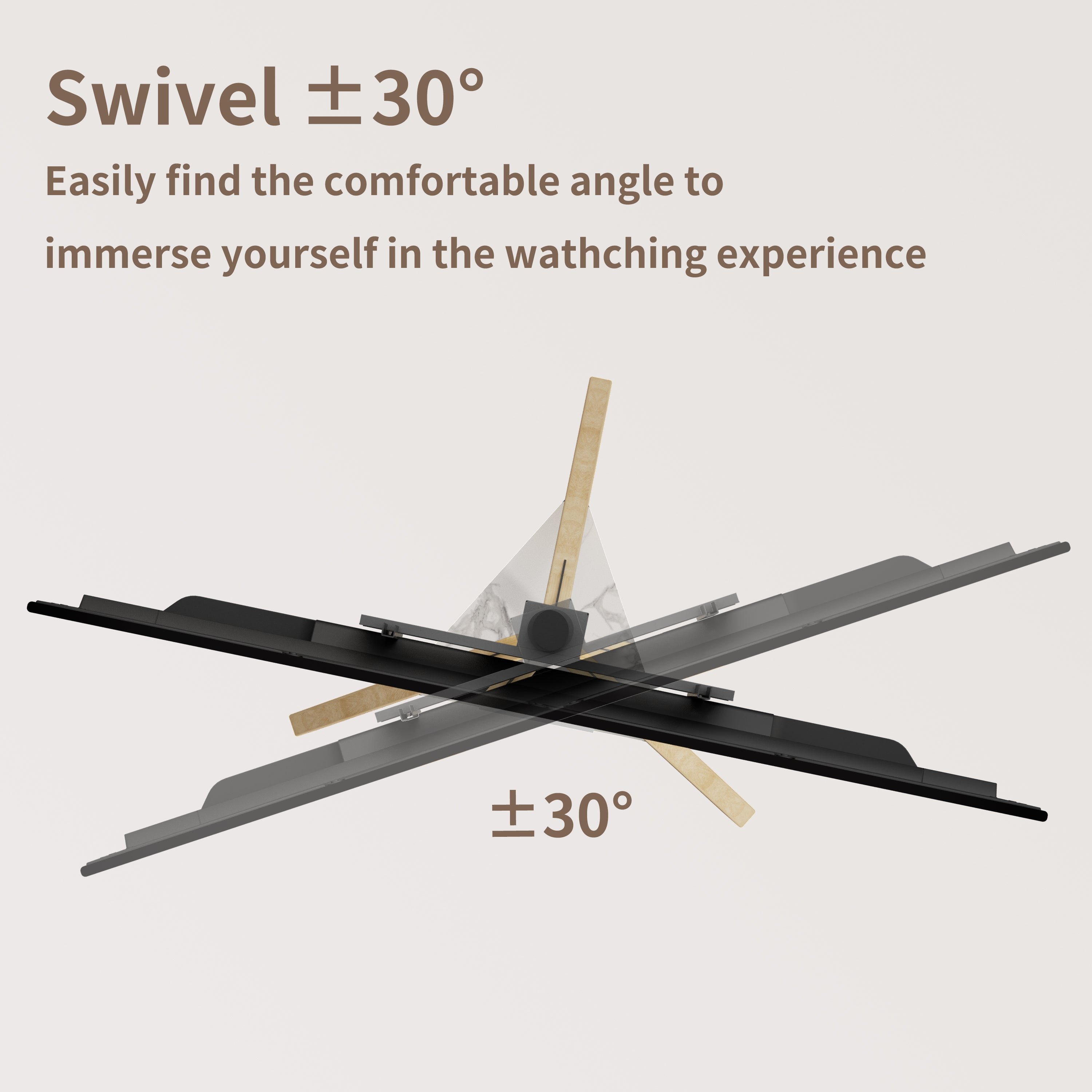 Mid Century TV Floor Stand for 40”-75” Corner Swivel TV Stand with Tripod Legs Height Adjustable