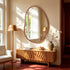 Irregular Wall Mirror: Abstract Asymmetrical Wood Frame Tempered Glass Wall Mirror, Entryway Accent Mirror, Horizontal Vertical Hanging