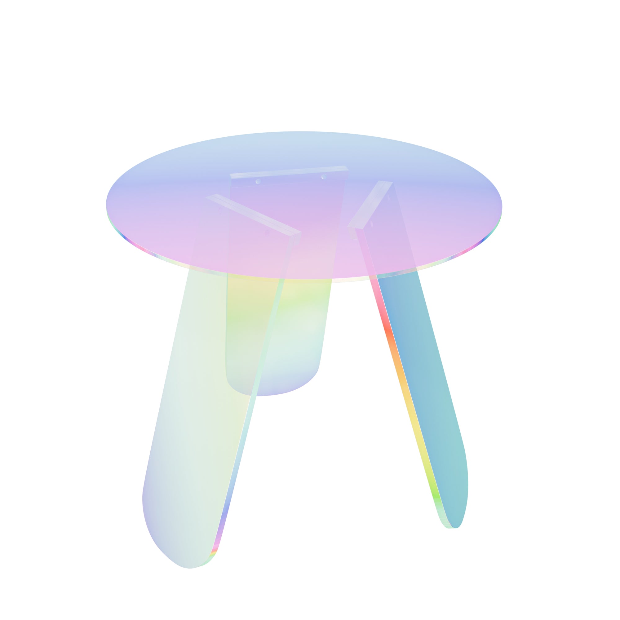 Round Iridescent Rainbow Acrylic End Table w/ PVC Table Cover Acrylic Side Table