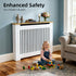 FATIVO Radiator Cover | Intenal Height 90.5cm | Vertical Slatted White Radiator Cover w/ Wood-grain Top, MDF Heater Cover