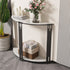 Half Moon Console Table with Open Shelf Sintered Stone-top Living Room Hallway Storage Table