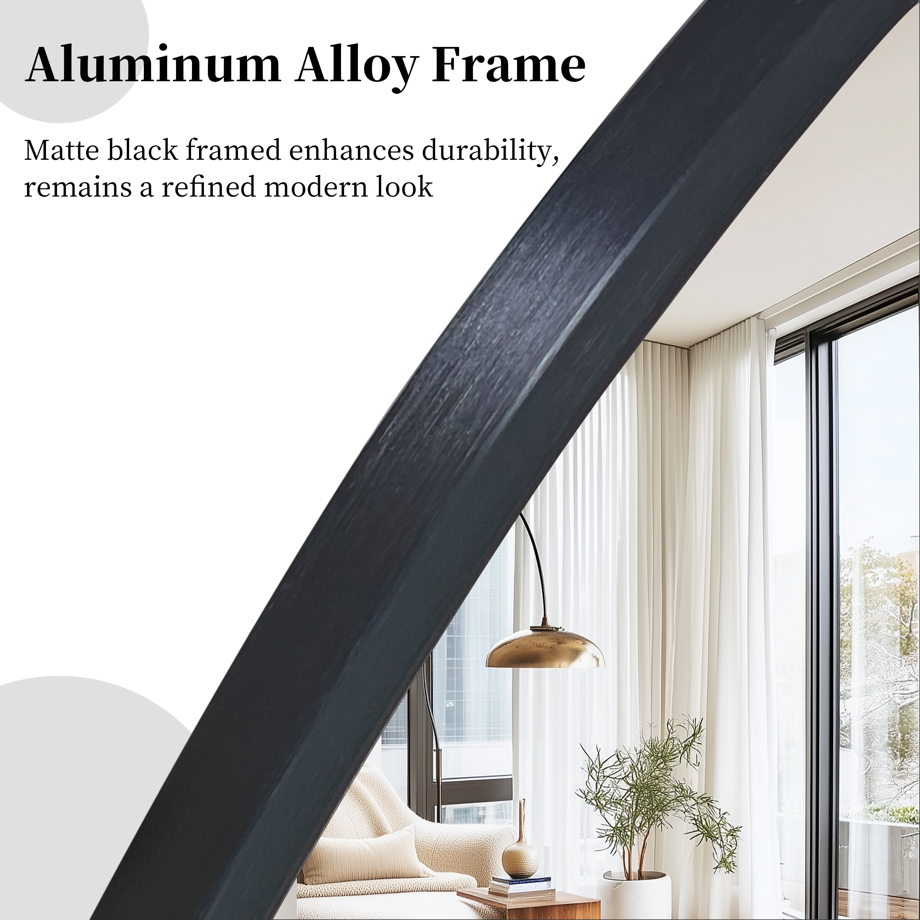 New Release Vertical Black Oval Wall Mirror Aluminum Frame Wall-mounted Hanging Mirror