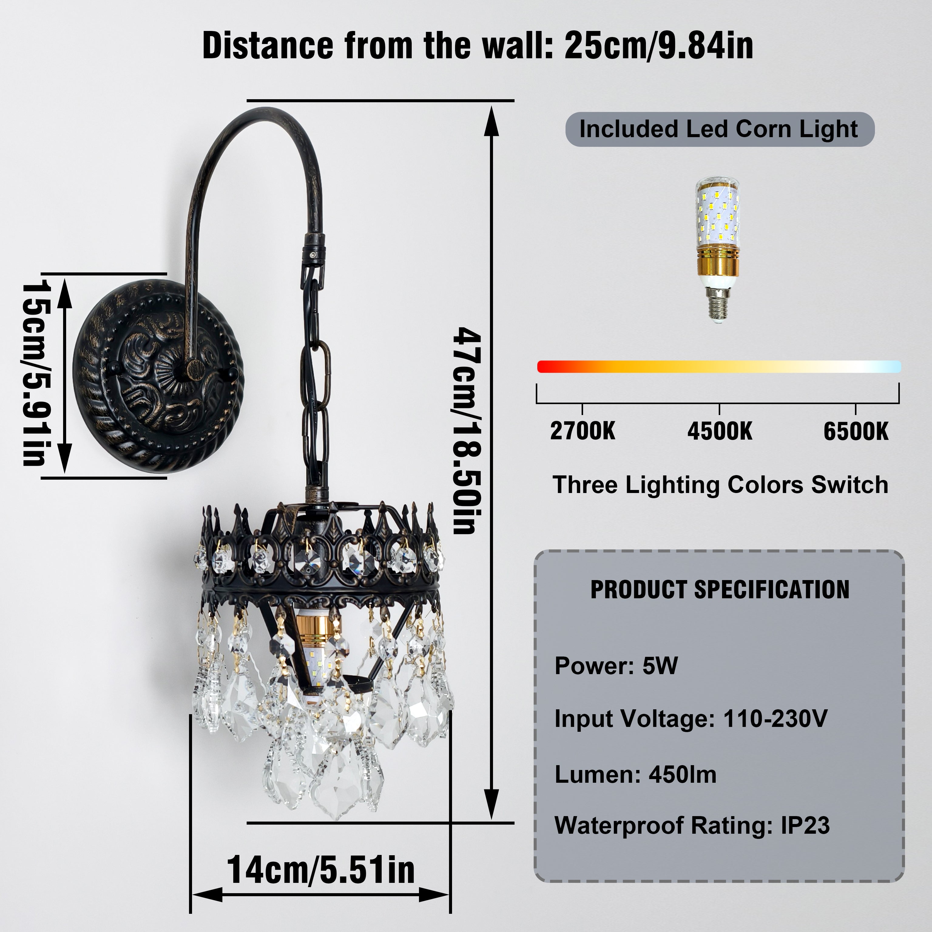 Crystals Wall Sconce: American Vintage Hardwired Crystal Wall Sconces Lighting Fixture