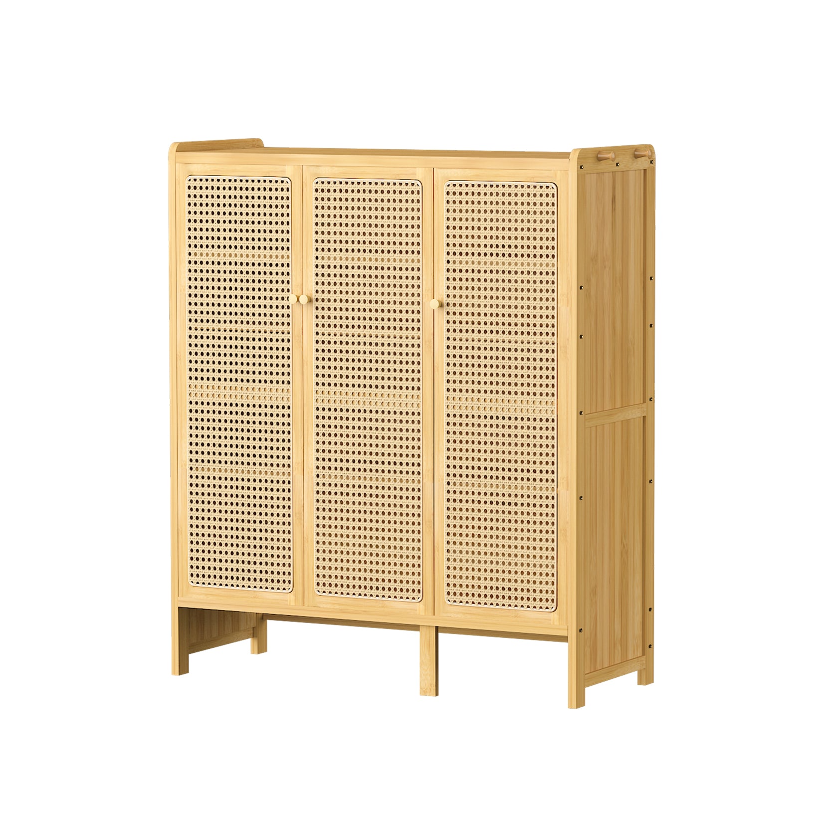 Bamboo Shoe Cabinet: 6 Tier Shelves Shoe Storage Cabinet with Hollow Doors Shoe Rack for Entryway