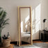 Full Length Mirror with Stand Wood Frame Wall Hanging/ Standing Dressing Mirror