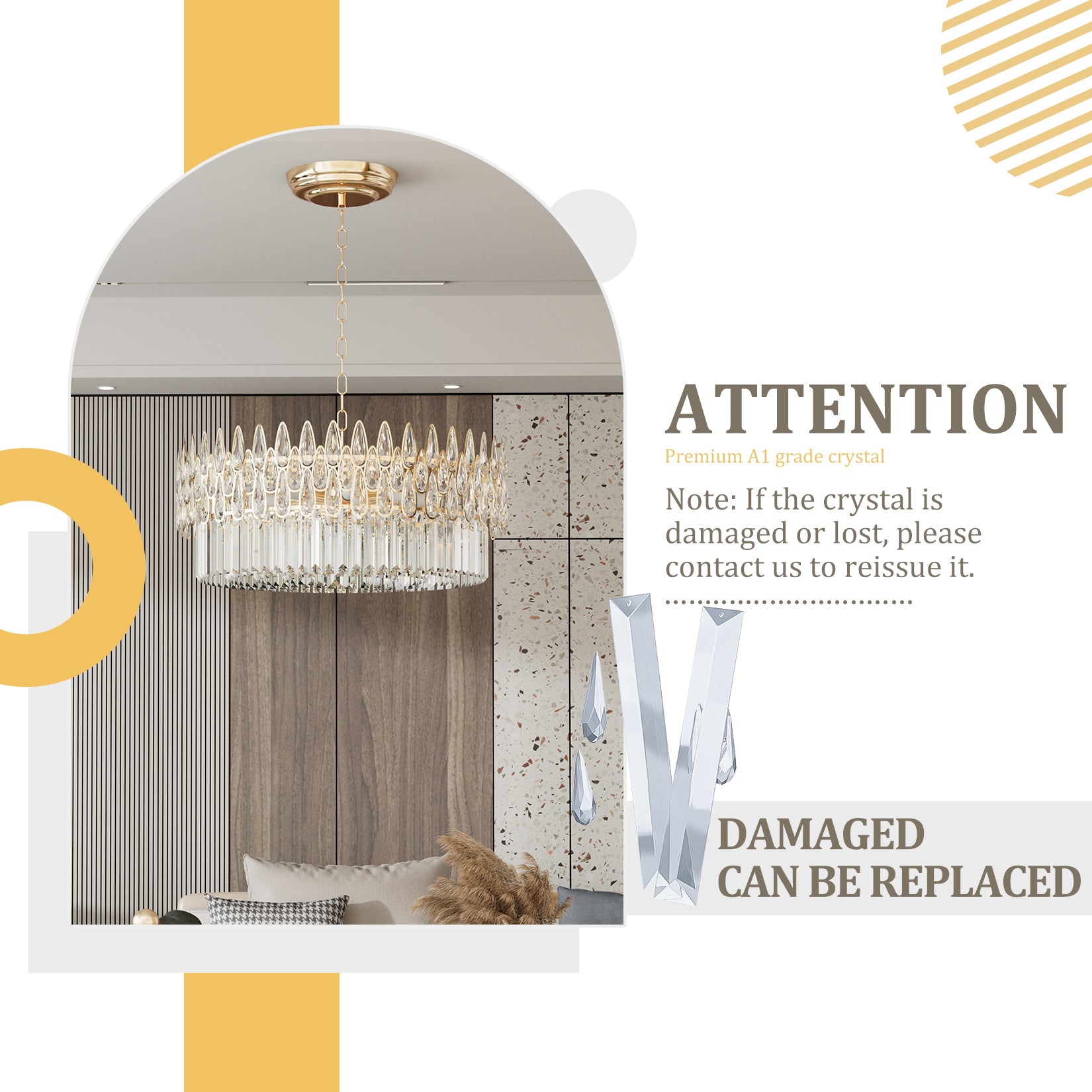 Luxurious Round Crystal Chandelier Pendant Lamp with Raindrops Oblong Crystals