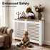 FATIVO Radiator Cover: Internal Height 90.5cm | Horizontal Slatted Radiator Cover with Natural Wood Texture Top, White MDF Wall Heater Cover for Old, Compact Radiators