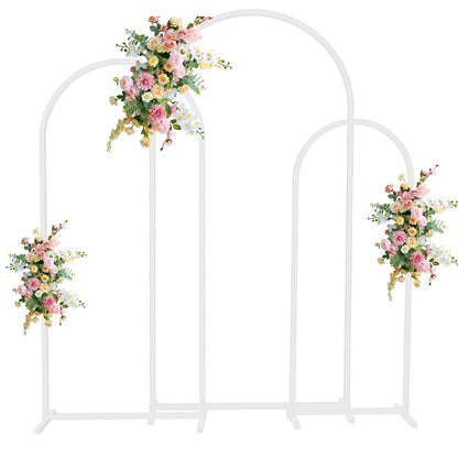 Set of 3 White Metal Wedding Arch Backdrop Stand