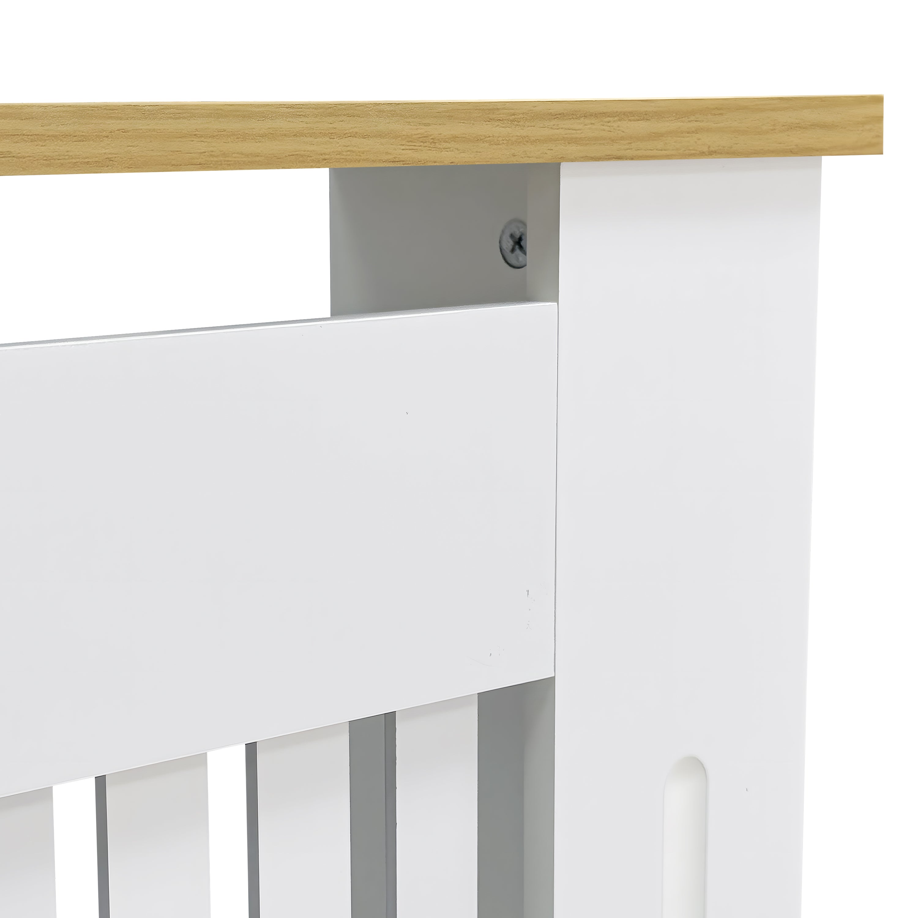 FATIVO Radiator Cover | Internal Height 81cm |  Vertical Slatted Heater Radiator Cover White MDF Radiator Cover with Wood Texture Nature Top for Living Room, Bedroom