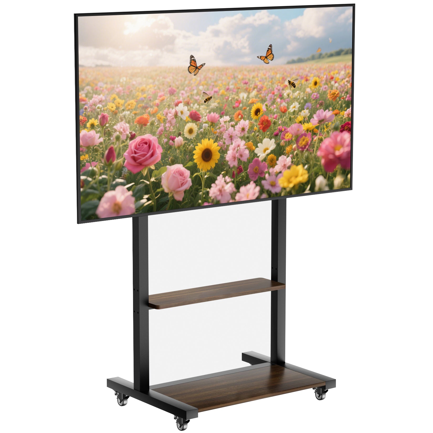 Industrial Rolling TV Floor Stand for 40-100” LCD Screens Height Adjustable TV Cart Mount