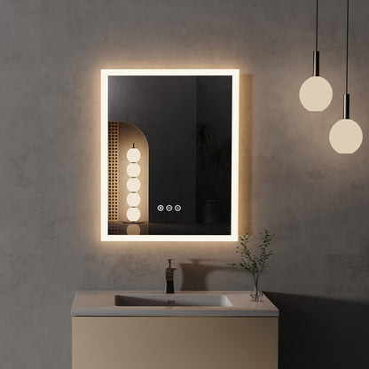 Square Bathroom Mirror Backlit Lighted Vanity Mirror