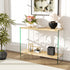 Rectangular Console Table Wood-finish MDF Sofa Side Storage Table Glass Frame