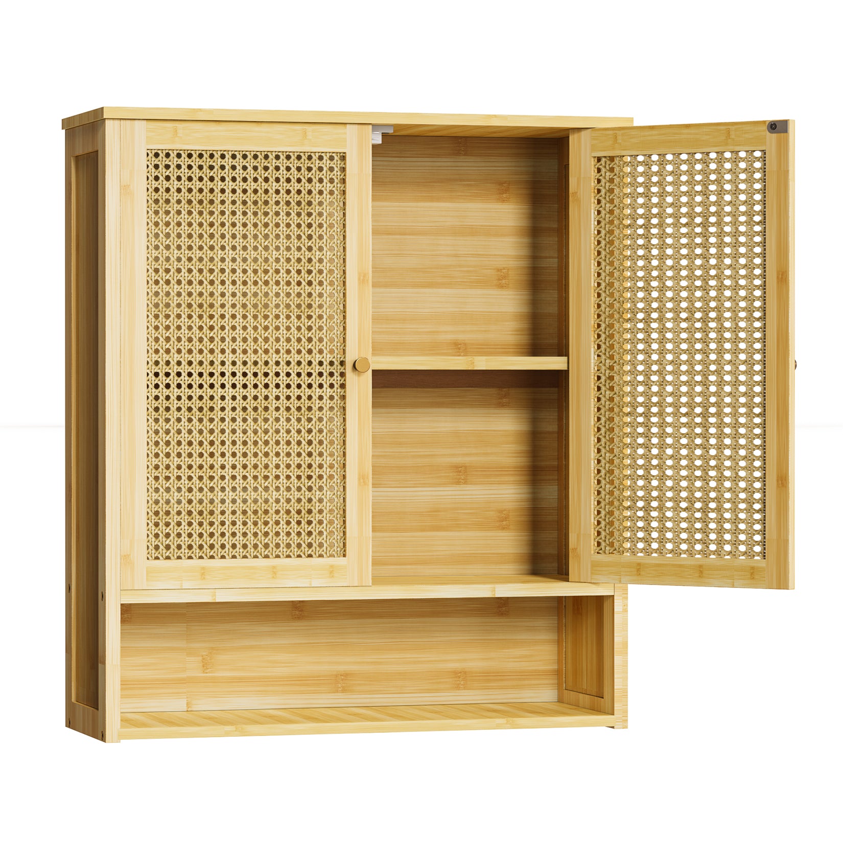 Solid Wood Bamboo Bathroom Wall Cabinet Over the Toilet Kitchen Storage Cabinet