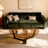 Organic Triangle Glass Center Coffee Table for Living Room, with Amber-Tinted Tempered Glass Tabletop Rubber Wooden Frame