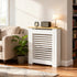 FATIVO Radiator Cover: Internal Height 90.5cm | Horizontal Slatted Radiator Cover with Natural Wood Texture Top, White MDF Wall Heater Cover for Old, Compact Radiators