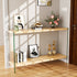 Rectangular Console Table Wood-finish MDF Sofa Side Storage Table Glass Frame