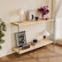 Rectangular Console Table Wood-finish MDF Sofa Side Storage Table Glass Frame