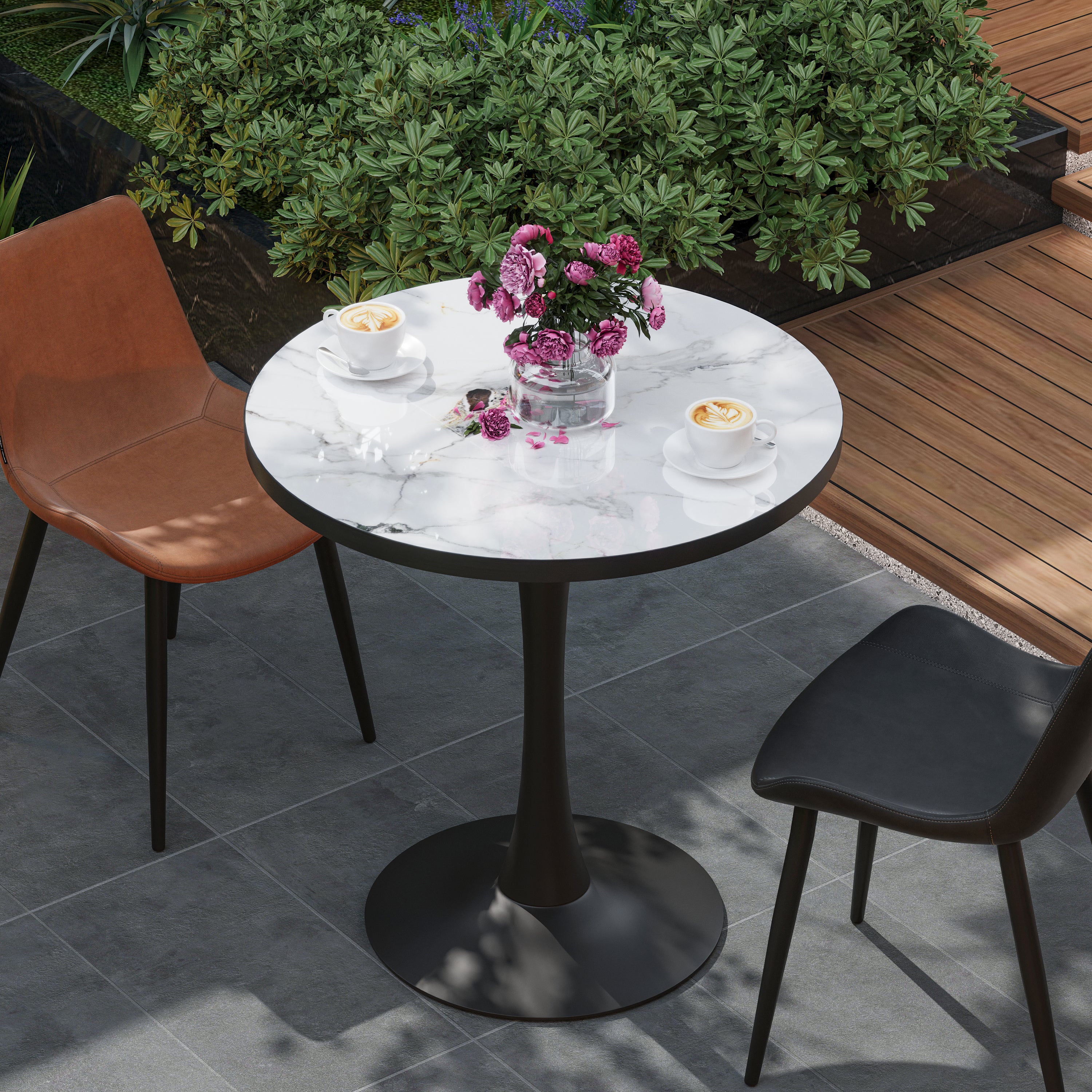 Leisure Dining Table: Round Dining Table No Chairs Sintered Stone Kitchen Coffee Table Pedestal Base