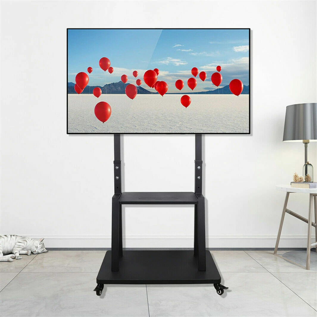 Heavy Duty TV Cart Trolley Floor TV Stand on Wheels for 32" 85" 90" 95" 98" 100" , Mobile TV Stand