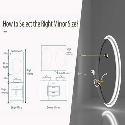 Oval Dimmable Backlight Lighted Bathroom Mirror