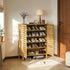 2/3 Doors Bamboo Shoes Storage Cabinet with Slatted Doors & Shelves for Entryway, Hallway